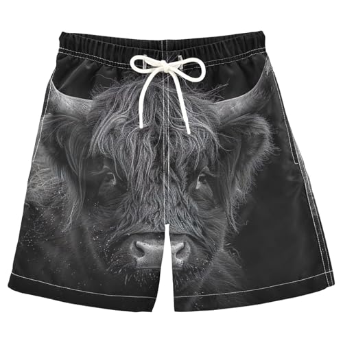 FULUHUAPIN Boys Quick Dry Highland Cattle Cow Swimsuit 20325061