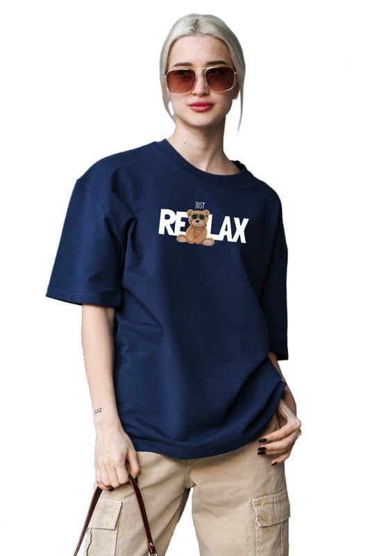 the duffers Oversize Tshirt Baggy for Women Girl Cotton Casual Stylish Latest Beige Maroon Lavender Blue Black Brown Round Neck, Half Sleeve, Loose Fit-picture-23