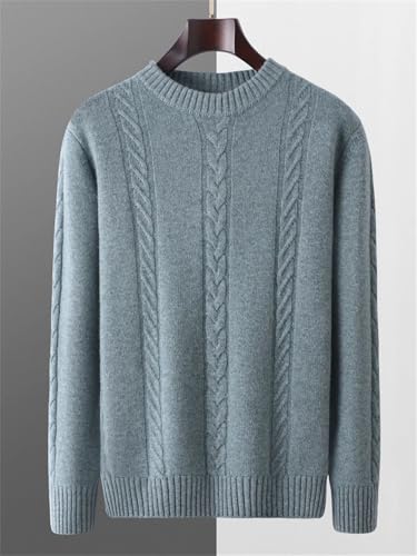 Men's Merino Wool O-Neck Cable Stitch Winter Smart Casual Soft Warm Knitted Sweater3