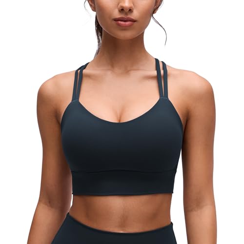 Image of CRZ YOGA Softness Mold Butterluxe Sports Bras | Molded Cup, Light Support, Yoga, Extremely Soft, Longline, Strappy Back, Scoop Neck, for Women
