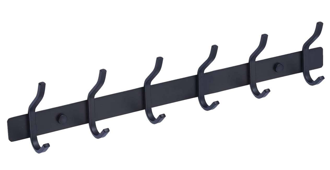 QNIIAED Coat Hooks Wall Mounted, SUS 304 Stainless Steel Screw in Door Hooks for Bedrooms, Coat Rack Hangers for Bathrobe Towel Clothes Dressing Gown in Bathroom(Black)