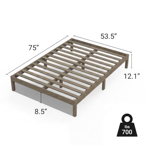 Image of LIFEMENT Full Bed Frame Classic Wood Platform, Noise Free, Under Bed Storage, No Box Spring Needed, Easy Assembly, Gray