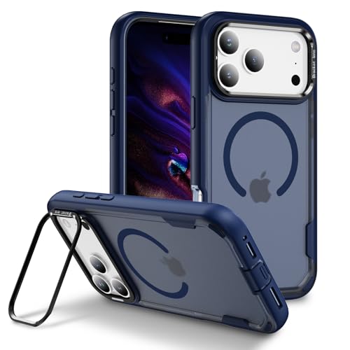 Coque iPhone 17 Pro antichoc transparente mate haute résistance bleu SF