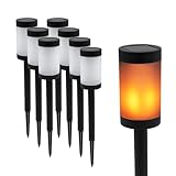 Solar Wegeleuchte mit 12 Flammen LED 41 x 6 cm - 8er Set - Gartenfackel mit realistischem Flammeneffekt - Solarleuchte Gartenlicht Außenleuchte Deko Beleuchtung solarbetrieben für Außen Terrasse