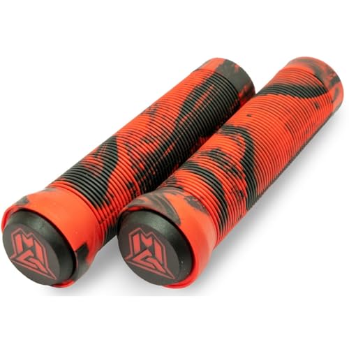 Madd Gear MGP Swirls Grind Grips inc Bar Ends (Pair) (Red/Black)