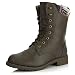 DailyShoes Womens Military Up Buckle Combat Boots Sweater Ankle High Exclusive Credit Card Pocket