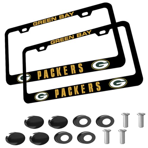 2PCS Fans Matte Metal for Packers License Plate Frames Holder with Screw for Car Tag Frame