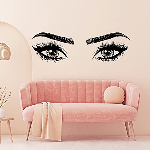 2 Pieces Eyes Wall Decal Big Eyes Wall Stickers Fashion Eyelash Wall Sticker Women Beautiful Eyes Wall Decals Decor For Living Room Bedroom (Classic Styles) #TOP5