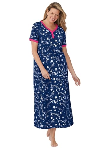 Dreams & Co. Plus Size Long Henley Sleepshirt