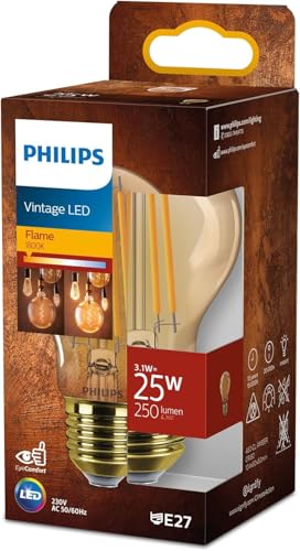 Philips ampoule LED vintage ambrée, 25W, culot E27, blanc chaud 1800K, non dimmable