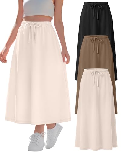 Mumucove 3 Pack Girls Maxi Long Skirts, 3-Color, 13-14 Years