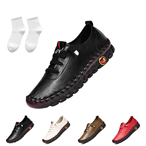 Ultra Soft Orthopedic Shoes for Women 2023, Leather Soft Bottom Flat Shoes, Non-Slip Breathable Round Head Shoes