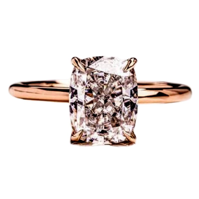 Bague solitaire argent 925 pierre CZ incolore anneau plaqué or
