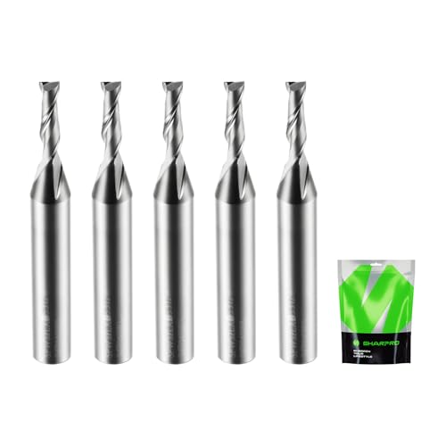 1/8 Router Bit 1/4 Shank, Upcut Spiral Router Bit 1/4 Inch Shank 1/8 Inch Cutting Dia. 1/4 Inch CNC Router Bits, Up Cut Router Bit Solid Carbide, Ideal for Wood Inlay, Plunge Plastic 5PCS