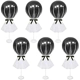 Elecrainbow White Black Party Supplies, 6 Pack Tutu Tulle Balloon Centerpieces Set for Birthday Wedding Engagement Bridal Shower Baby Shower Gender Reveal New Year Table Party Decorations,44 Units