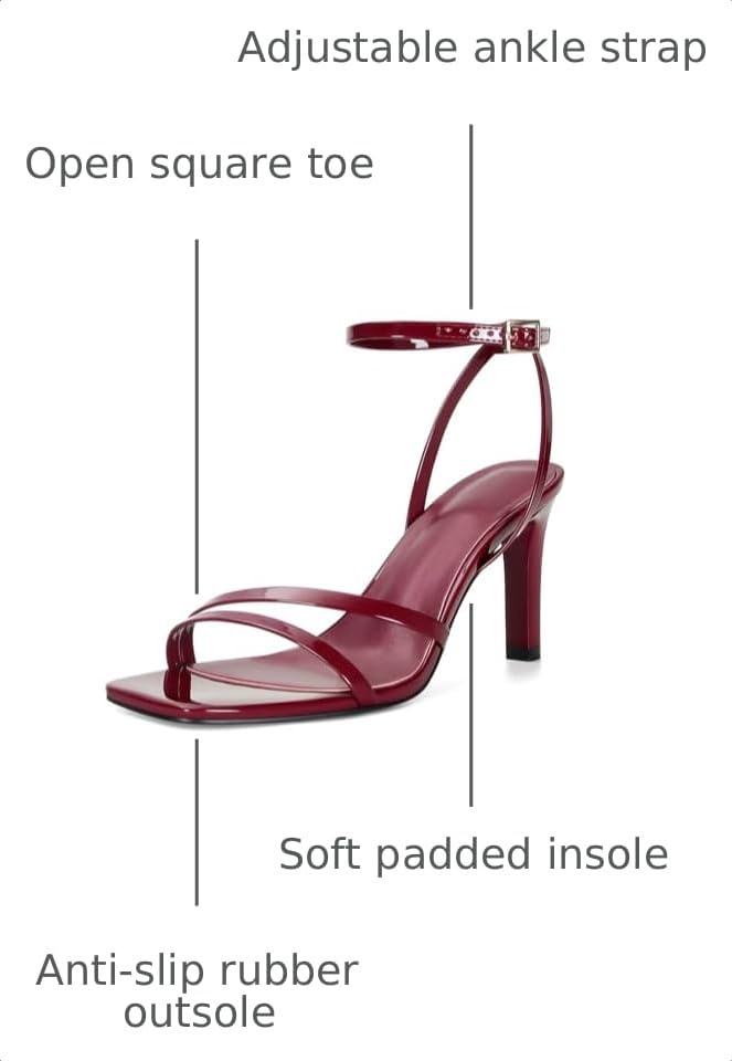 Image of SOVANYOU Heeled Sandals for Women Dressy Square Open Toe Strappy High Heels with Ankle Strap for Wedding Party Daily Wear