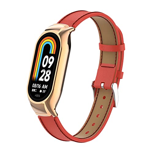 KoGiio Pulsera compatible con Xiaomi Mi Band 8/Xiaomi Smart Band 8, Mujeres y Hombres, Correa de repuesto de hebilla de metal compatible con Xiaomi Smart Band 8 /Xiaomi Mi Band 8- Rojo