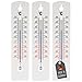 Produktbild Lantelme 3 Stück Außenthermometer Set Temperatur -35°C bis 50°C | Analog Thermometer Wetterfest für Innen Außen Garten | Kunststoff 20cm lang Farbe Weiß | Gartenthermometer Universal einsetzbar