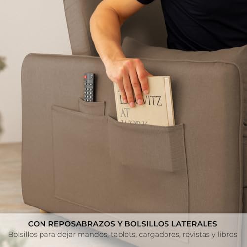 Miniatura 5 de Nalui- Sofa Cama 2 Plazas 3 En 1 Nest 2 139x100x80cm Con Respaldo Ajustable Y 2 Almohadas. Sofa Cama Chaise Longue, Soporta Hasta 240kg. Sofa 2 Plazas Convertible En Cama 120x190cm, Chocolate