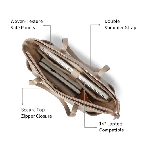 Image of Fastrack Gridlock Tote | Woven Faux-Leather Women's Handbag | Laptop Tote with Textured Side Pockets & Gold Hardware