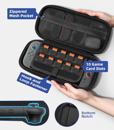 Image of TiMOVO Carrying Case for Nintendo Switch 2 (2025),Dark Blue | Large Capacity, Hard Shell Protective, 10 Game Card Slots, Pockets for Console & Accessories, Portable Travel Pouch