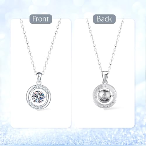 Moissanite Necklace for Women, 1 Carat Moissanite Halo Pendant Necklace for Wife, Mom Anniversary Birthday Jewelry Gifts2
