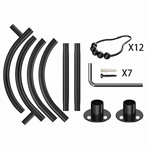 Sikaiqi Aluminum Alloy Oval Shower Curtain Rod Hoop Square Shape Bathroom Rod for Clawfoot Tub Free Standing Tubs (Black: L 55", W 25") by Sikaiqi - Image 7