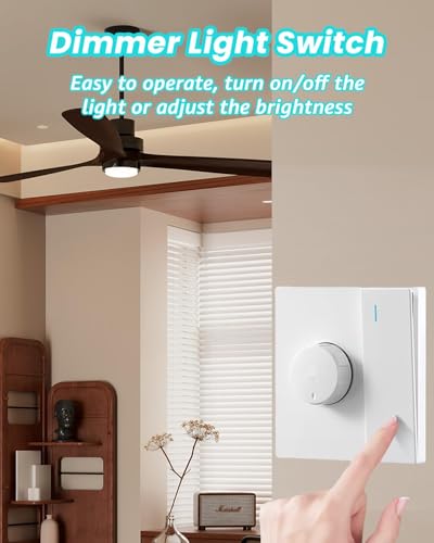 Led Dimmer Light Switch and Rocker Wall Light Switch Combo, 2 Gang 2 Way Dimmer Lights Switches Universal Double Led lights Dimmers Switches for Leds Bulbs Lights - White - Image 4