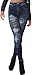 Produktbild Veryzen Damen High Waist Jeggings Risse Destroyed Leggings Hoher Bund Jeans-Look Leggings Print Bedruckt 'Blue Jeans' 34 36 38
