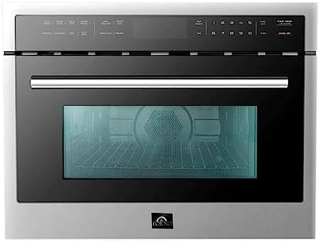 FORNO 24" Inch. Built-In Microwave Oven with Touch Control Button - 1.6 Cubic Feet Electric Oven Capacity - Stainless Steel Convection Oven with Smart Sensor and Child Safety Lock