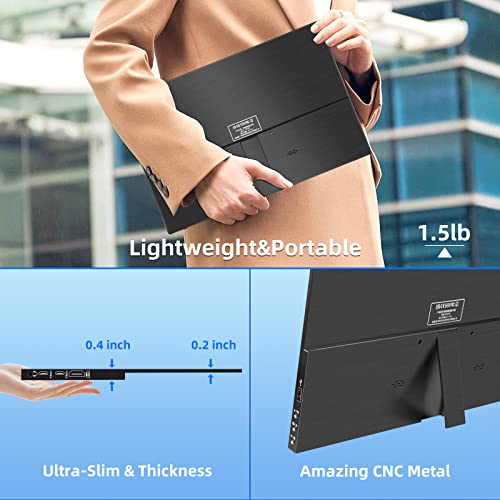 Thinlerain 15.6 Inch Fhd 1080P Portable Monitor With Ips Touchscreen, Eye Care, Usb-C Hdmi Travel Monitor, Second Screen Built In Dual Speakers & Stand, External Monitor For Pc Phone, Cnc Metal Case #TOP3