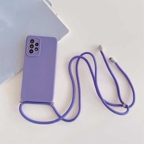 Étui bandoulière en silicone violet pour Samsung Galaxy A54 A34 A14 M13