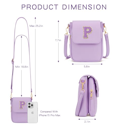 Image of Gift for Girls Small Initial Crossbody Bag for Teens Vegan Leather Cell Phone Kids Purse