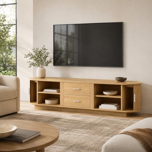 MLSERSYAS 71-Inch Arched Side Cabinet – Mid-Century Modern TV Stand,
