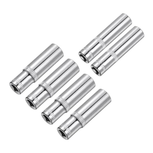 uxcell 6-Point Shallow Socket, 1/4" Drive 2pcs 8mm Deep Socket & 4pcs 10mm Deep Socket Cr-V Metric Socket for DIY Hand-Making Repair Automotive