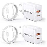RAVIAD USB C Ladegerät 2-Pack 20W, [USBC + USBA] Schnellladegerät mit USB C Kabel 2M, Handy Netzteil Typ C mit 2-Port, Kompatibel mit iPhone 17 16 16e 15 Pro Max, iPhone Air, Pad Pro, Galaxy S25 S24