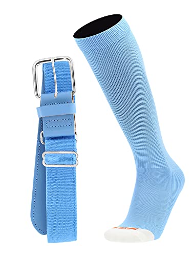 MadSportsStuff Pro Line Baseball Socks and Belt Combo (Columbia Blue X-Small)