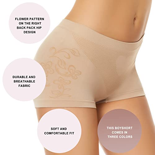 Boguish Boy Shorts Underwear For Women - Seamless Boyshorts Panties Soft And Smooth Stretch Boxer Briefs Packs Nude M #TOP2