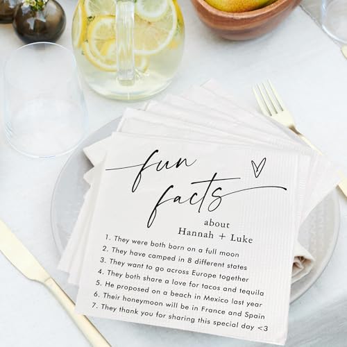 Chillever Personalized Fun Facts Wedding Napkins