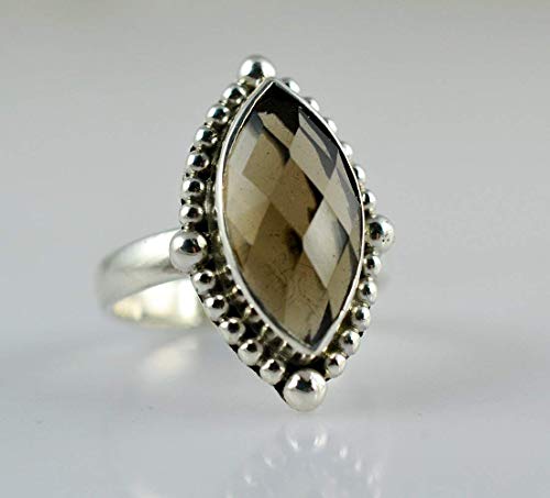 Navya Craft Smoky Quartz Marquise 925 Sterling Silver Handmade Statement Gemstone Women Ring Size 4 To 13 #TOP7