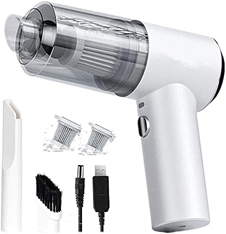 JTRF Mini Handheld Vacuum,Powerful Suction,Hand Vacuum Cleaner Portable Rechargeable with 2 Washable Filter, USB Vacuum for Car,Scraps Laptop,Keyboard,Piano (White)