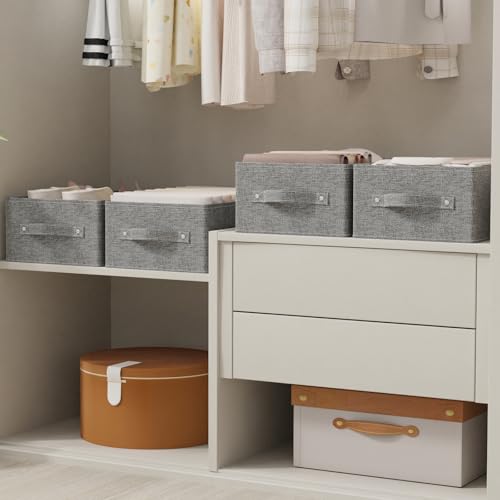 ENUMAIL Collapsible Storage Boxes, Fabric Organizer Baskets, Cube Bins for Organizing Home, Office and Closet, Grey, 2 Pack, 13.0x9.0 x5.5in by ENUMAIL - Image 3