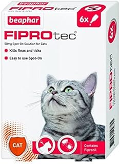 Beaphar® FIPROtec® Kill Flea Ticks Spot On Drop Treatment Protection for Cats (6 Treatments, Cat)