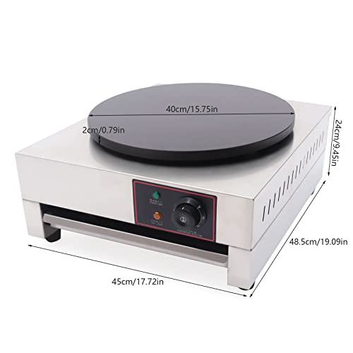 Grfcevue Commercial Electric Crepe Maker Pancake Machine, 1700W 16 Inch Griddle Machine 430 Stainless Steel Crepe Maker Machine Non-Stick Electric Crepe Pan Adjustable 50-300℃ Crepe Maker Machine For Kitchen thumb #5