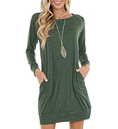 PrinStory Dames pullover jurk vrijetijdsjurken ronde hals sweatjurk met zijzakken, lichtblauw, M
