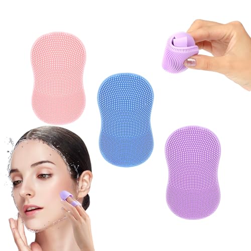 3 Stück Silikon Gesichtswäscher, Manueller Gesichtsreiniger, Gesichtswaschbürste Massagebürste für Peeling, Mitesser und Akne, Tiefenreinigung Hautpflege (Blue+Pink+Purple) 3 Stück Silikon Gesichtswäscher, Manueller Gesichtsreiniger, Gesichtswaschbürste Massagebürste für Peeling, Mitesser und Akne, Tiefenreinigung Hautpflege (Blue+Pink+Purple)