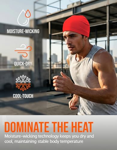 Image of Sweat Wicking Skull Caps Cooling Helmet Liner Hat Running Beanie Cycling Skullcap Sleeping Cap for Men Women