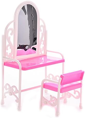 BESTIM INCUK Dollhouse Furniture Dressing Table and Chair for Barbies Dolls Bedroom Furniture