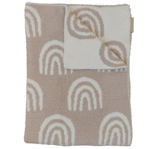 Image of Mebie Baby Taupe Rainbow Plush Lovey Blanket 15x20 - Soft, Lightweight, Breathable | Available in Two Sizes