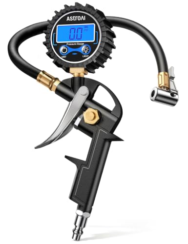 Image of AstroAI Digital Tire Pressure Gauge with Inflator, 3-250PSI Air Compressor Accessories with Heavy Duty Air Chuck Quick Connect Coupler, Fits 1 /4 inch NPT - for Car Truck SUV RV, 1 Pack Compact